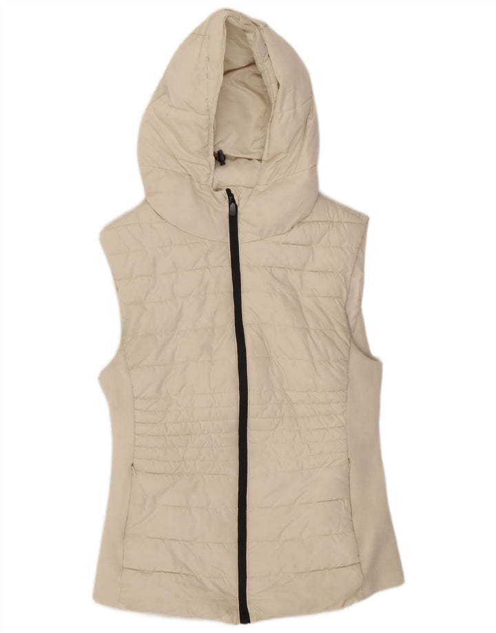 Gilet căptușit cu glugă pentru femei Zara UK 14, mare, alb, poliester