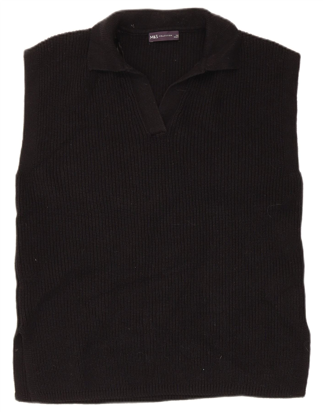 Marks & Spencer Womens Vest Tank Top UK 14 Medium Black Bumbac