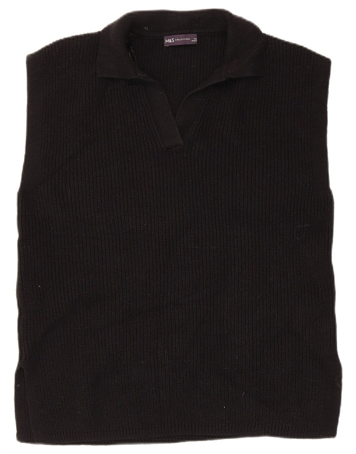 Marks & Spencer Womens Vest Tank Top UK 14 Medium Black Bumbac