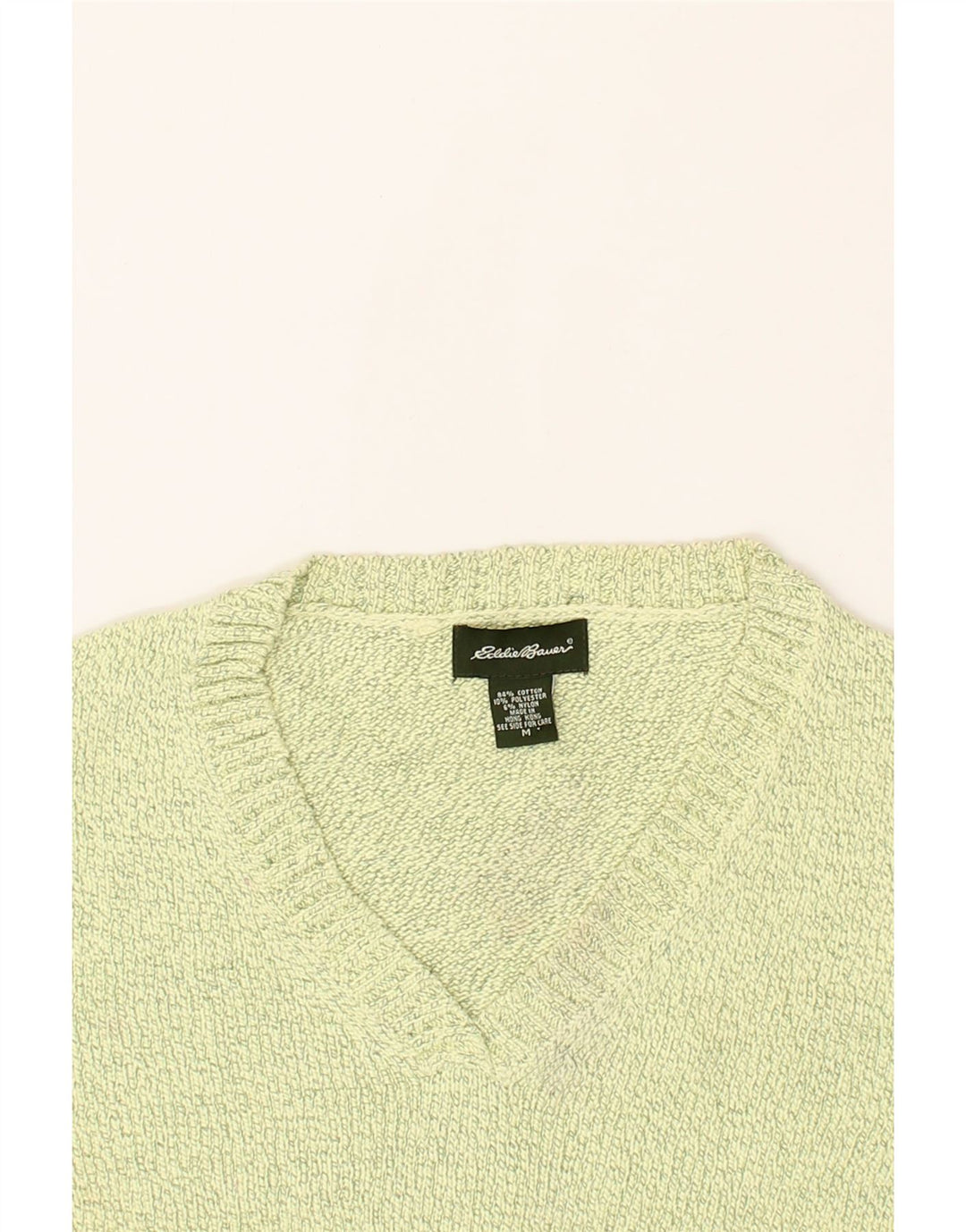 EDDIE BAUER Womens V-Neck Jumper Sweater UK 14 Medium Green Flecked Vintage Eddie Bauer and Second-Hand Eddie Bauer from Messina Hembry 