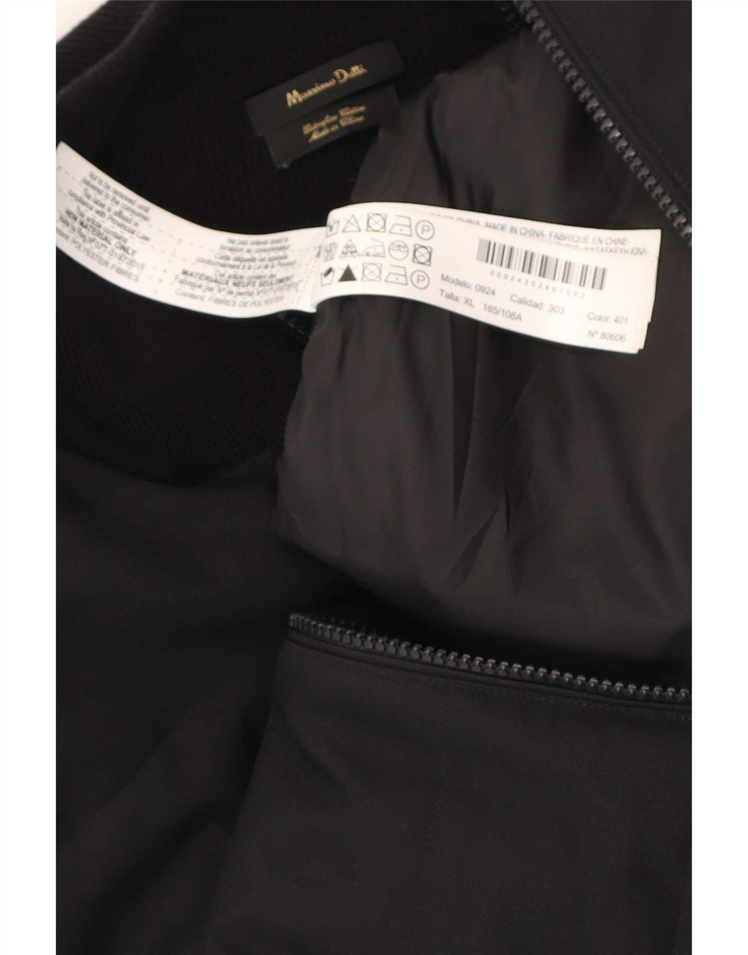 Jachetă Bomber Massimo Dutti pentru bărbați UK 42 XL bumbac negru