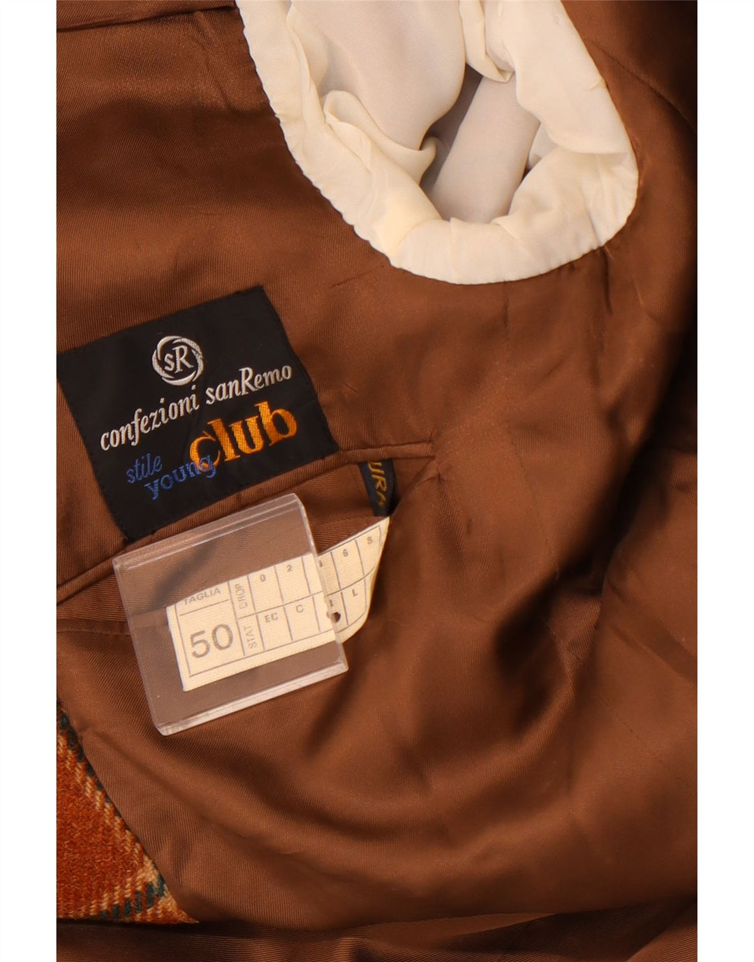 Jachetă pentru bărbați VINTAGE cu 2 nasturi IT 50 Lână mare cu carouri maro