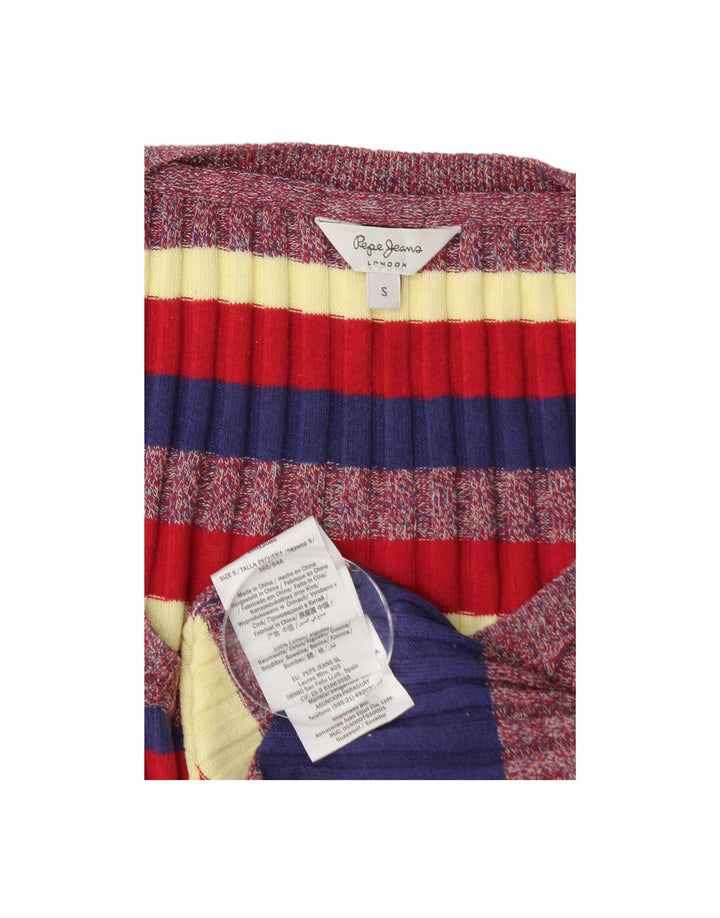 PEPE JEANS Womens Boat Neck Jumper Sweater UK 8 Small Multicoloured