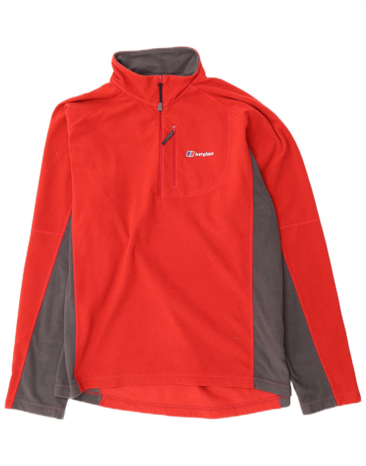 Jumper pentru bărbați Berghaus, cu fermoar și gât, din lână, mare, roșu, din poliester