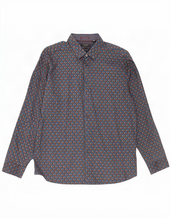 Cămașă pentru bărbați Ted Baker Mărimea 6 2XL Bumbac geometric albastru bleumarin