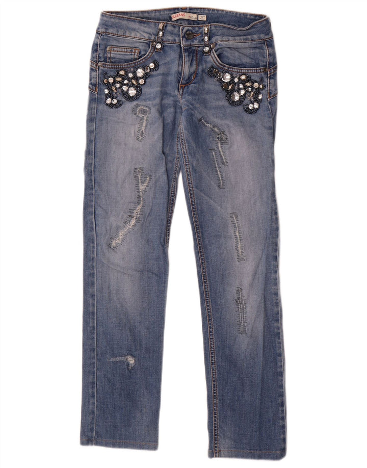 Liu Jo Blugi Distressed drepte pentru femei W26 L27 Albastru