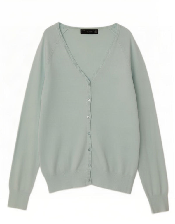Pulover cardigan pentru femei Zara UK 14 mare, albastru, bumbac