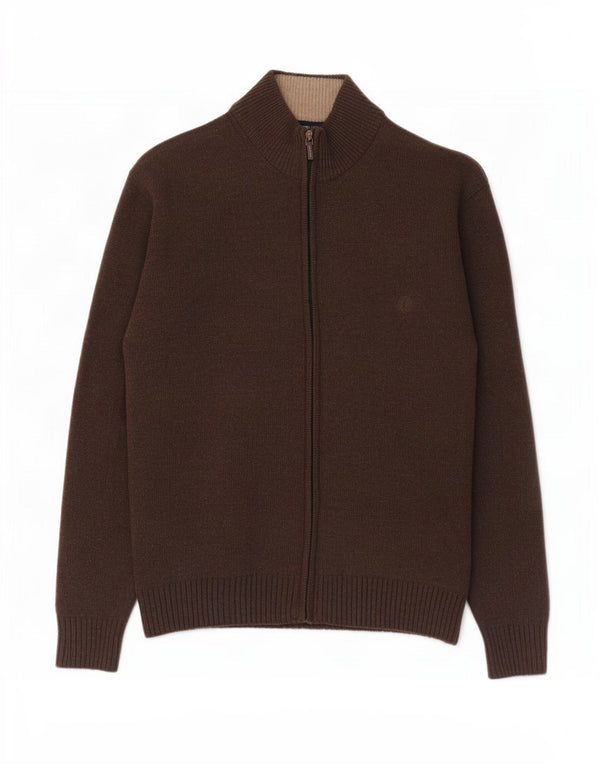 Pulover cardigan cu fermoar complet pentru bărbați Ivy Oxford XL Lână maro