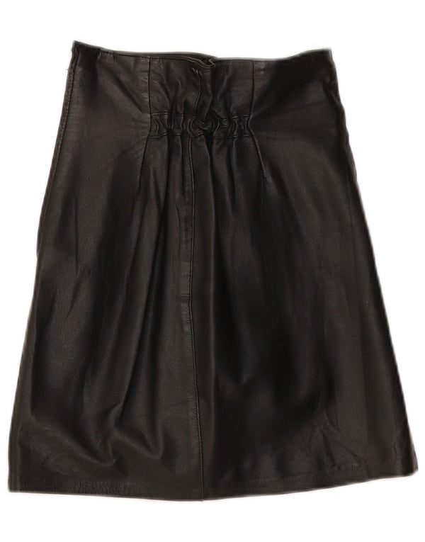 Fusta din piele vintage pentru femei cu talie înaltă IT 44 Medium W25 piele neagră