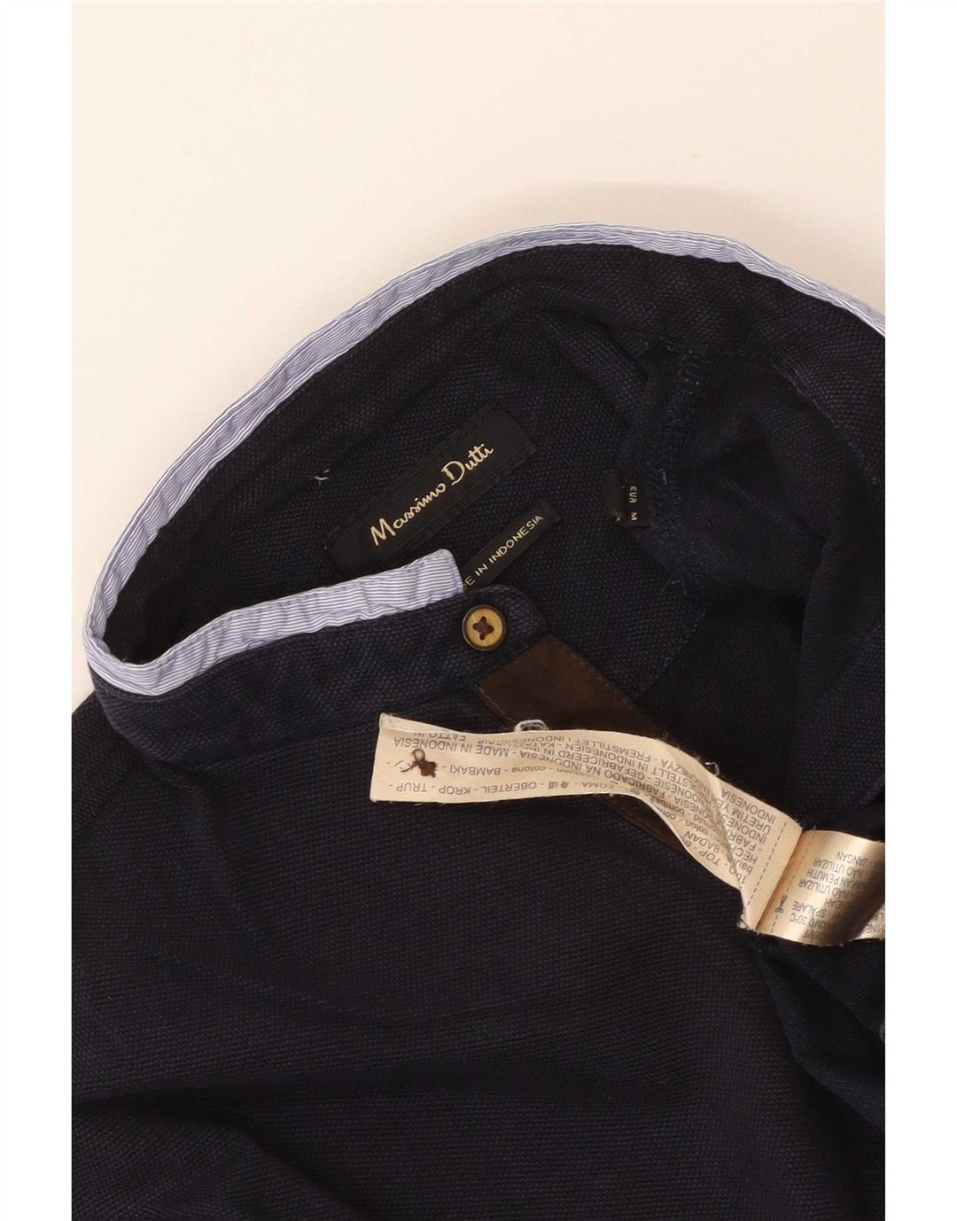 Massimo Dutti Top pentru bărbați cu mânecă lungă, mediu, bleumarin, bumbac