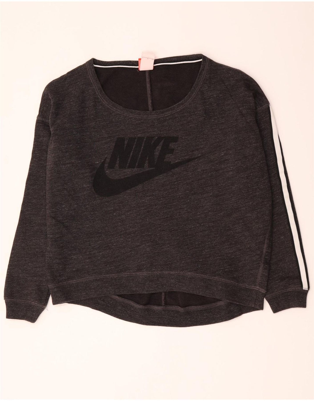 Pulover supradimensionat cu grafic Nike pentru femei UK 10 Bumbac gri mic
