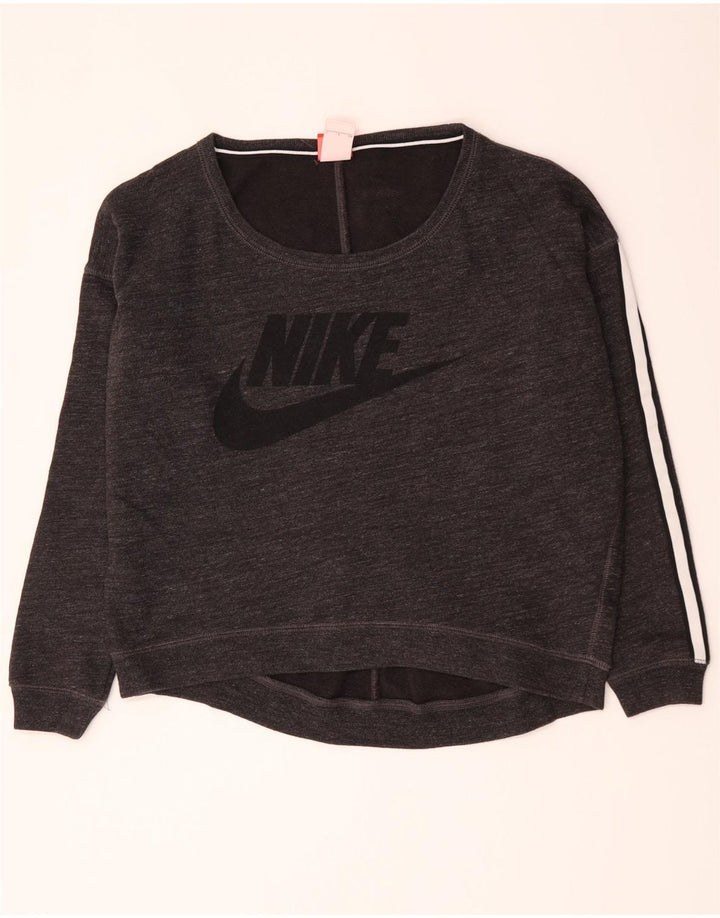 Pulover supradimensionat cu grafic Nike pentru femei UK 10 Bumbac gri mic