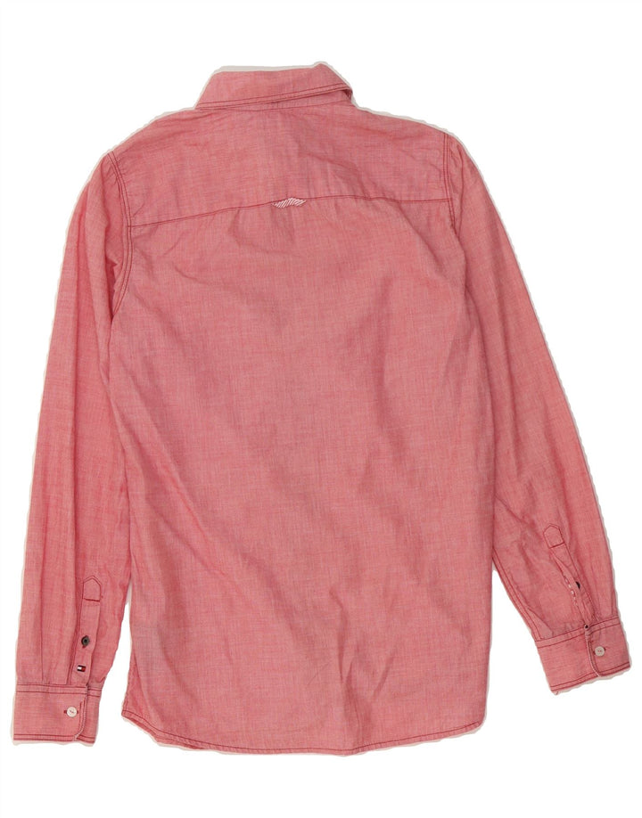 TOMMY HILFIGER Womens Ruffle Front Shirt US 4 Small Red Cotton Vintage Tommy Hilfiger and Second-Hand Tommy Hilfiger from Messina Hembry 