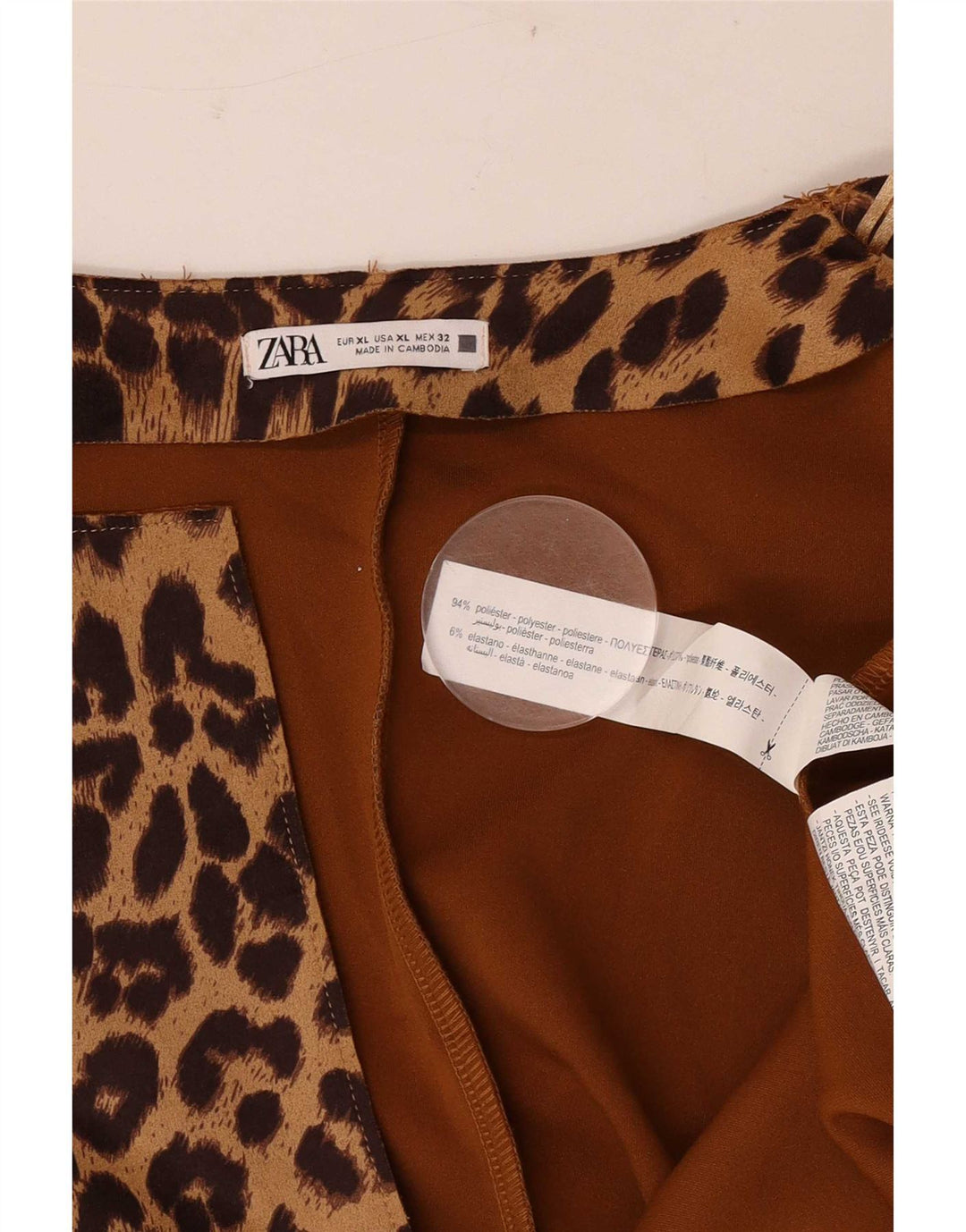 Pardesiu deschis pentru femei Zara UK 18 XL Maro Poliester cu imprimeu animal