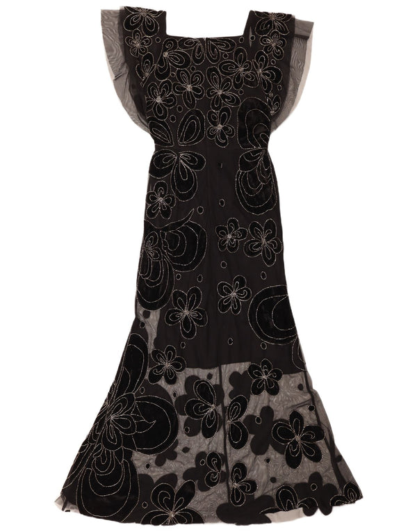 Rochie maxi pentru femei Virgos Lounge UK 8 Mic, negru, cu flori din poliester