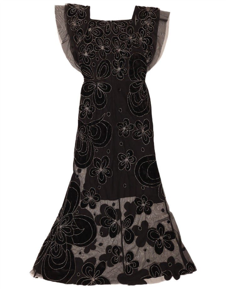 Rochie maxi pentru femei Virgos Lounge UK 8 Mic, negru, cu flori din poliester