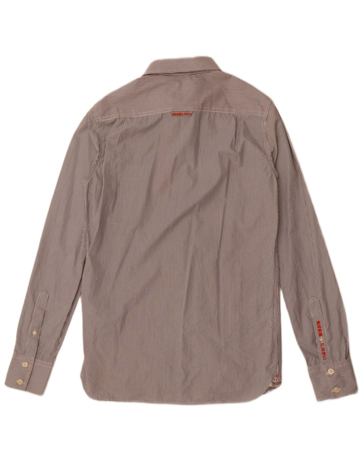 Cămașă pentru bărbați Superdry, bumbac cu dungi, gri mediu