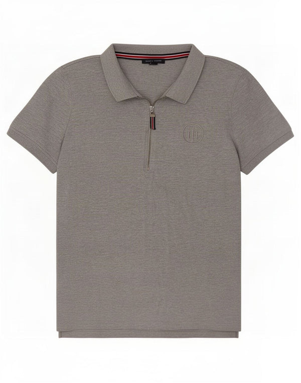 Tricou polo Tommy Hilfiger pentru femei UK 14, bumbac cu pete gri mediu