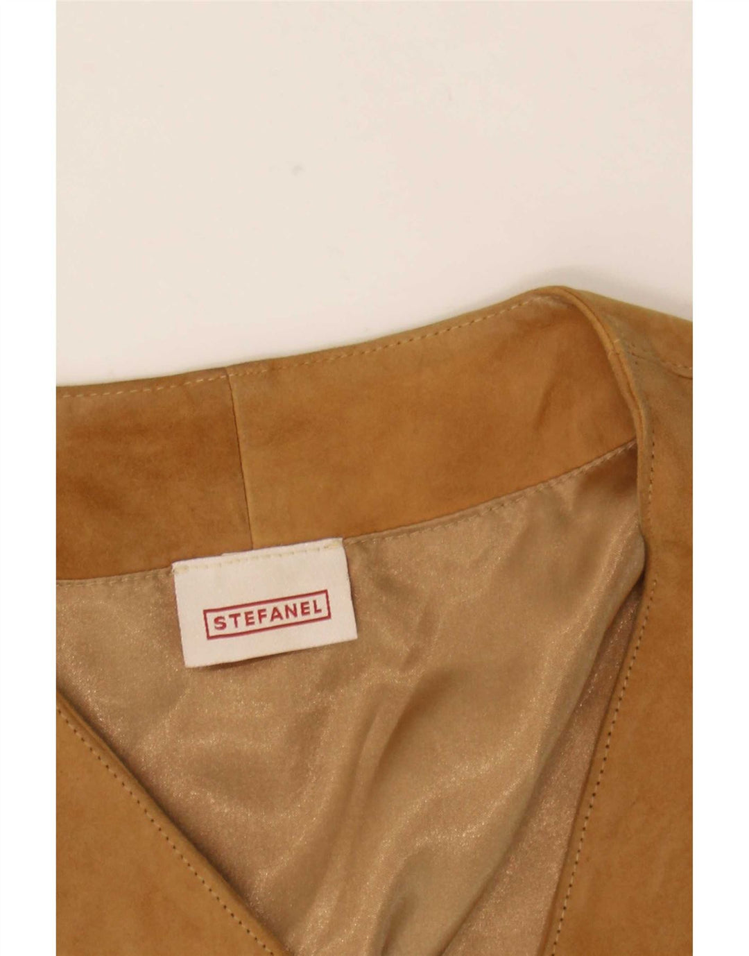 Vesta de piele intoarsa pentru femei Stefanel UK 12 Medium Beige Piele