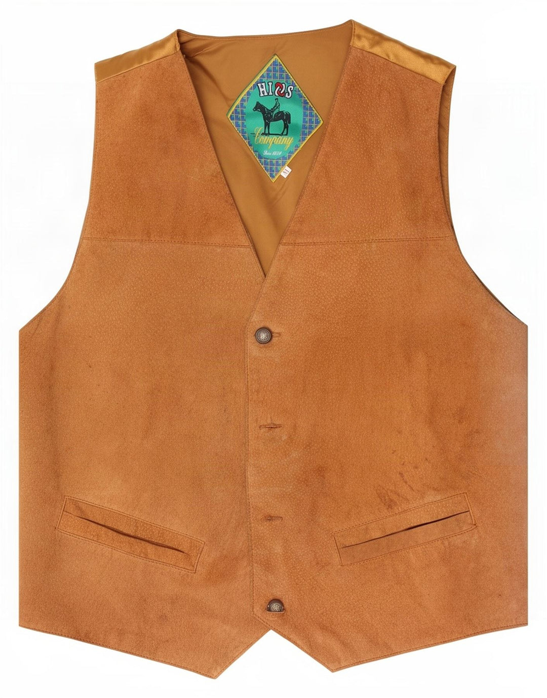 Vestă vintage bărbătească din piele intoarsa maro mediu