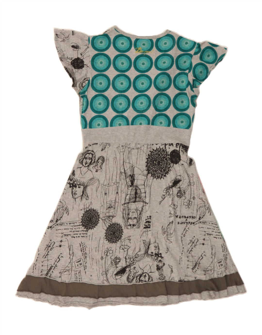 DESIGUAL rochie A-Line cu model abstract pentru femei UK 14 mare gri