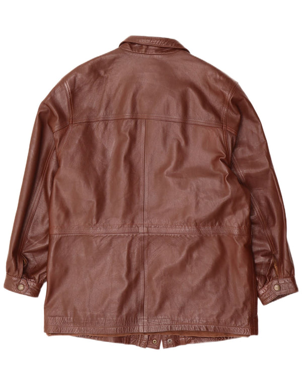 Jachetă de piele vintage pentru bărbați UK 42 XL din piele maro