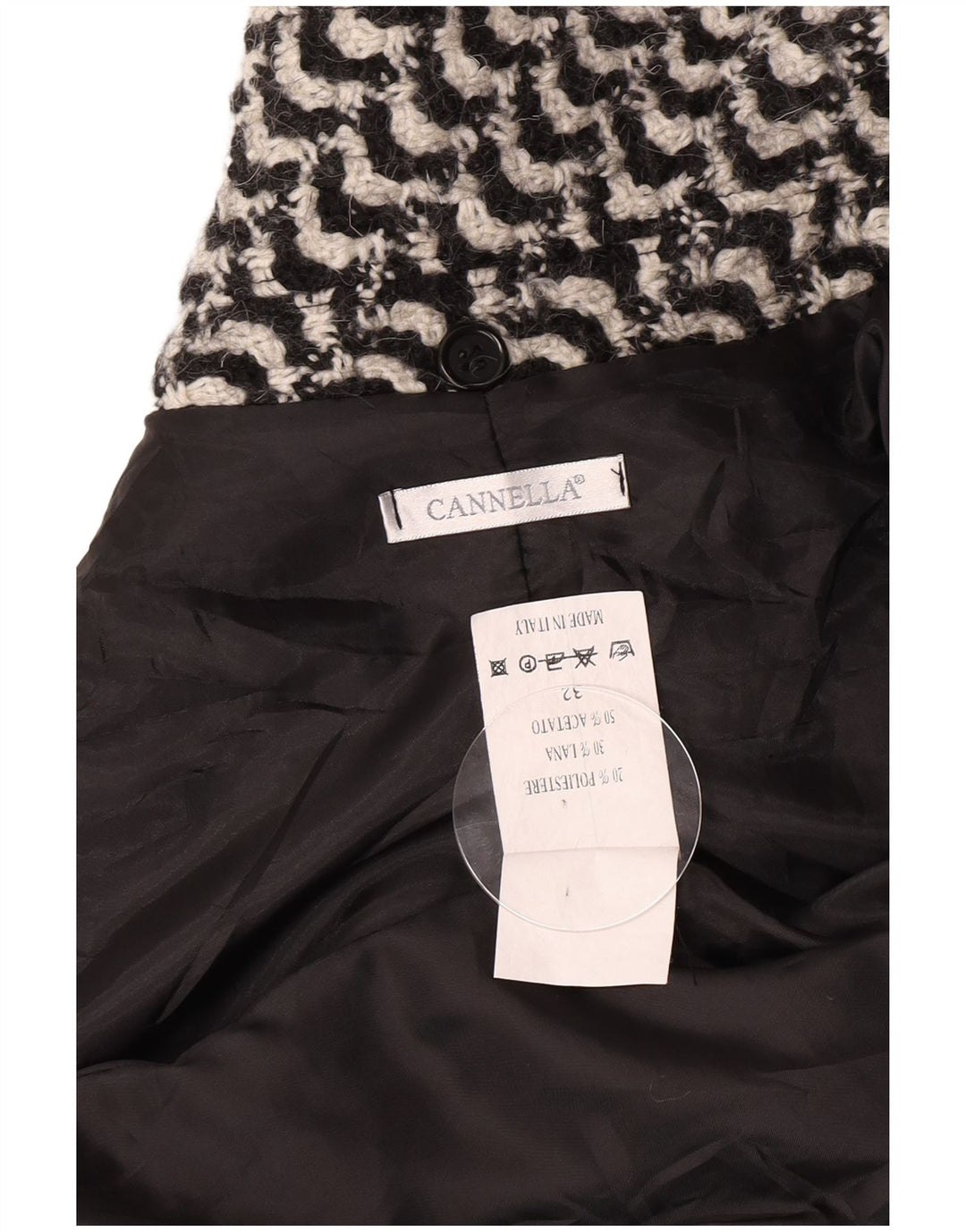 Pardesiu vintage pentru femei IT 50 XL acetat geometric negru