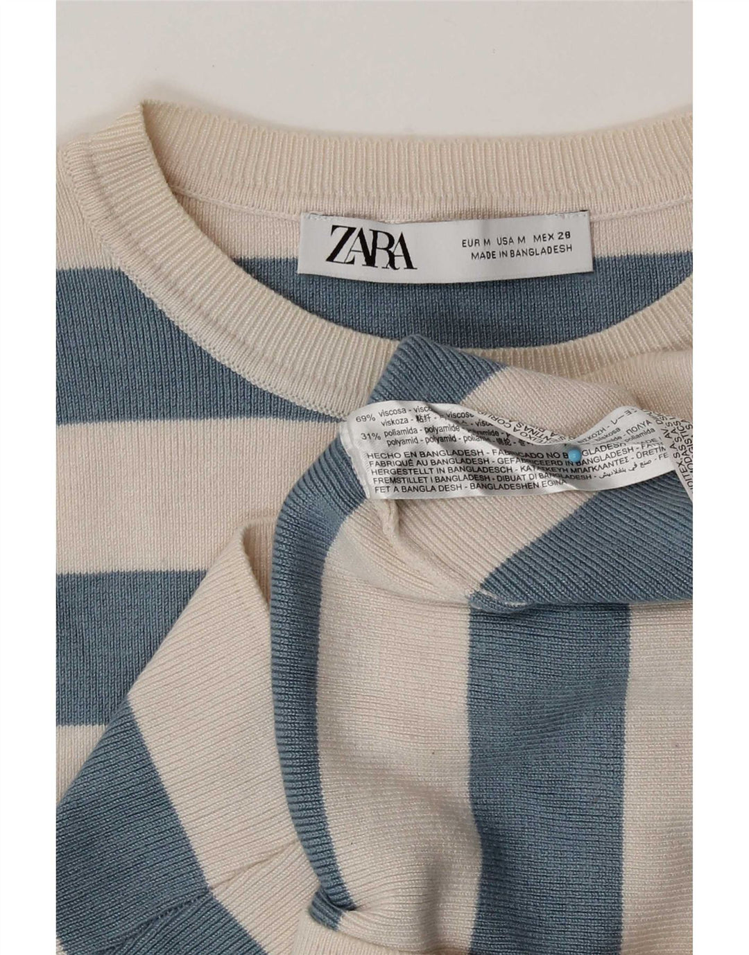 Crop Top pentru femeie Zara UK 12 Medium Beige Striped Viscose
