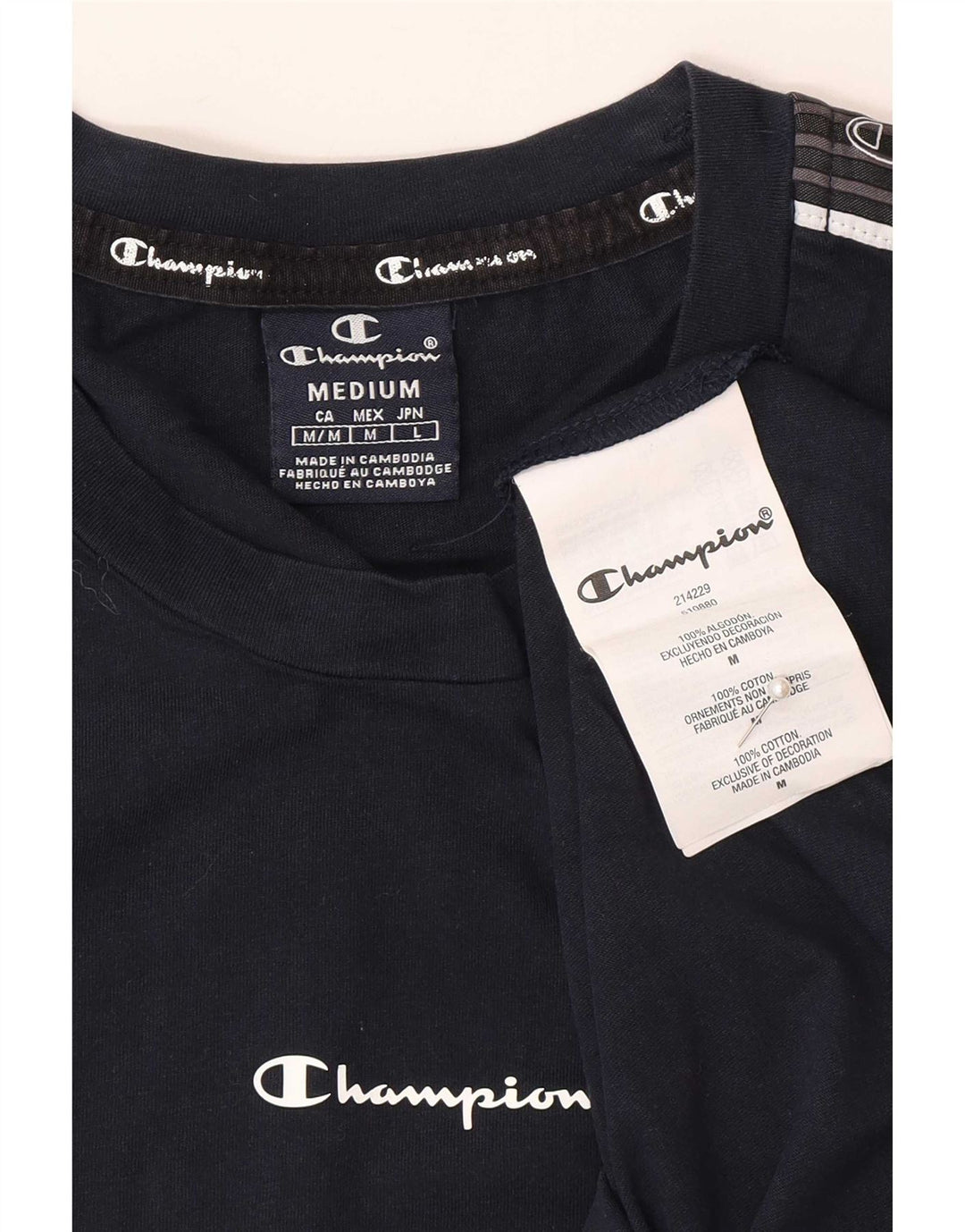 Tricou grafic pentru bărbați Champion Top mediu din bumbac bleumarin