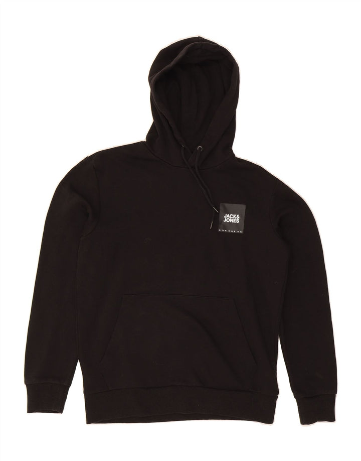 JACK & JONES Mens Hoodie Jumper Small Black Cotton Vintage Jack & Jones and Second-Hand Jack & Jones from Messina Hembry 