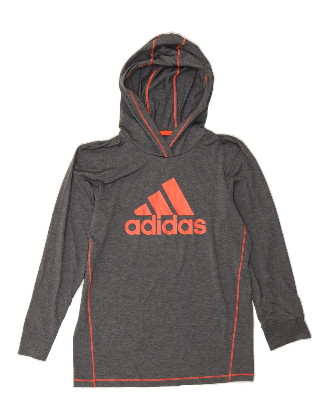 ADIDAS Womens Hooded Graphic Top Long Sleeve UK 14 Large Grey Polyester Vintage Adidas and Second-Hand Adidas from Messina Hembry 