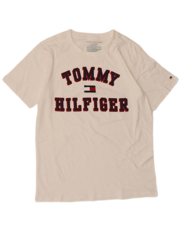 Tricou grafic Tommy Hilfiger pentru băieți Top 15-16 ani, mare, alb, bumbac