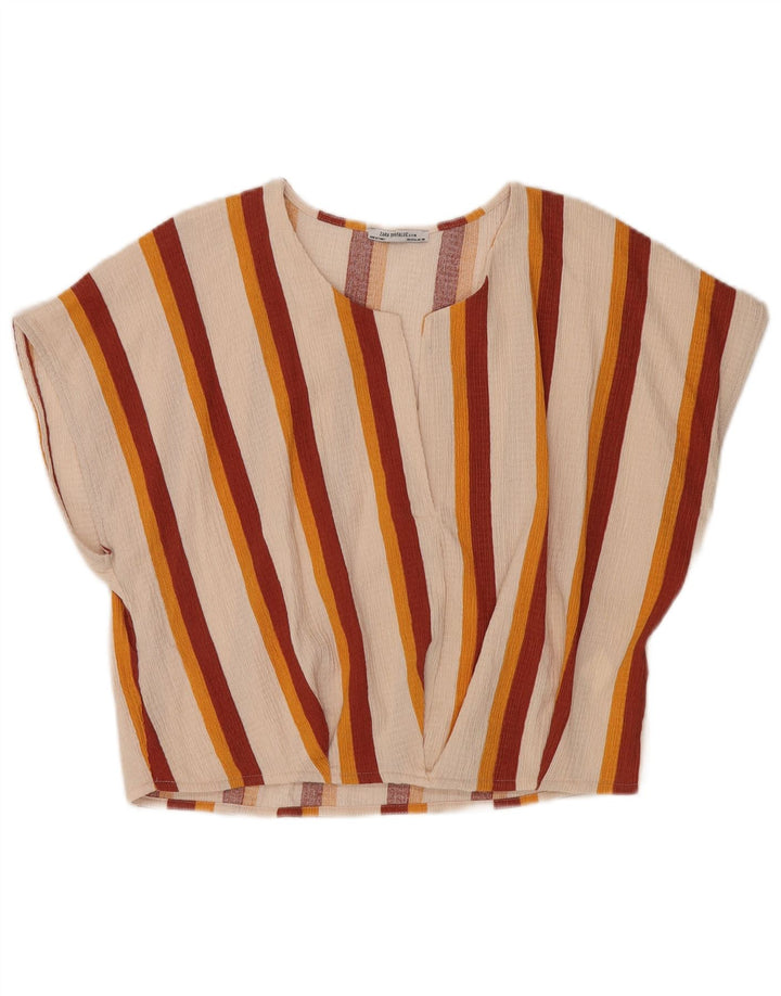 Bluză Trafaluc pentru femei Zara UK 14, mare, poliester cu dungi alb