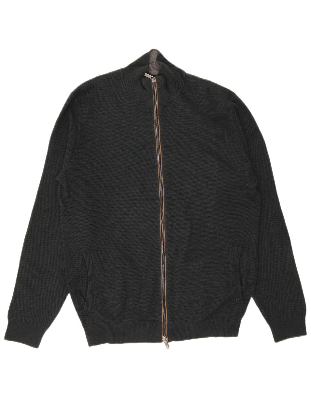 Pulover cardigan Massimo Dutti pentru bărbați, bumbac verde mediu