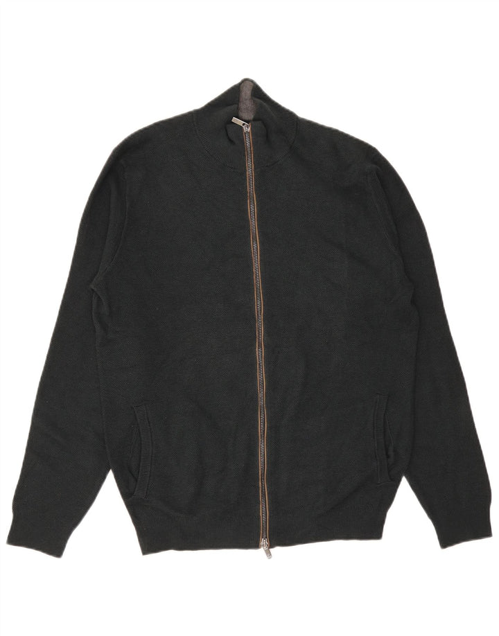 Pulover cardigan Massimo Dutti pentru bărbați, bumbac verde mediu