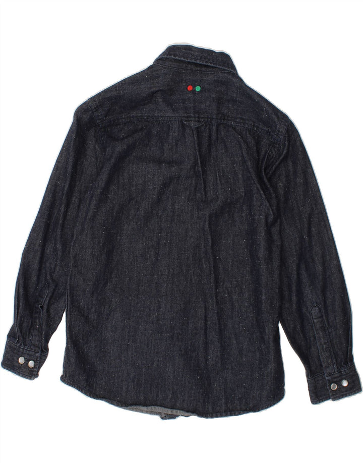 KICKERS Boys Denim Shirt 9-10 Years Navy Blue Flecked Cotton Vintage Kickers and Second-Hand Kickers from Messina Hembry 