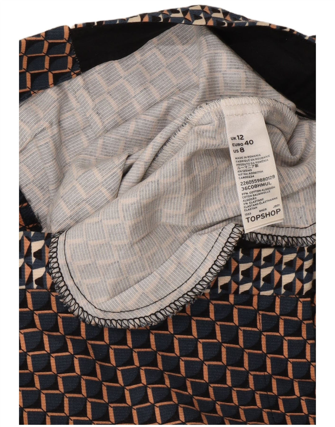Pantaloni tăiați pentru femei Topshop UK 12 Medium W32 L25 Multicolori