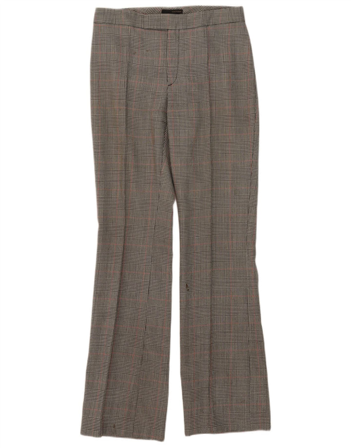 Pantaloni de costum pentru femei Bootcut Zara EU 38 Mici L28 L32 Lână gri Houndstooth