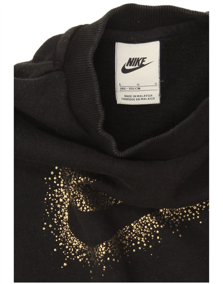 Pulover Nike pentru fete grafic supradimensionat 12-13 ani mare negru