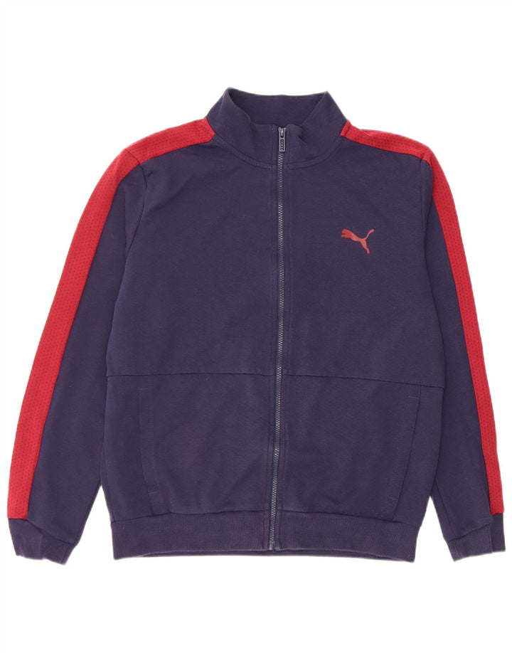 Jachetă de trening pentru bărbați Puma, din bumbac colorblock, albastru bleumarin mediu