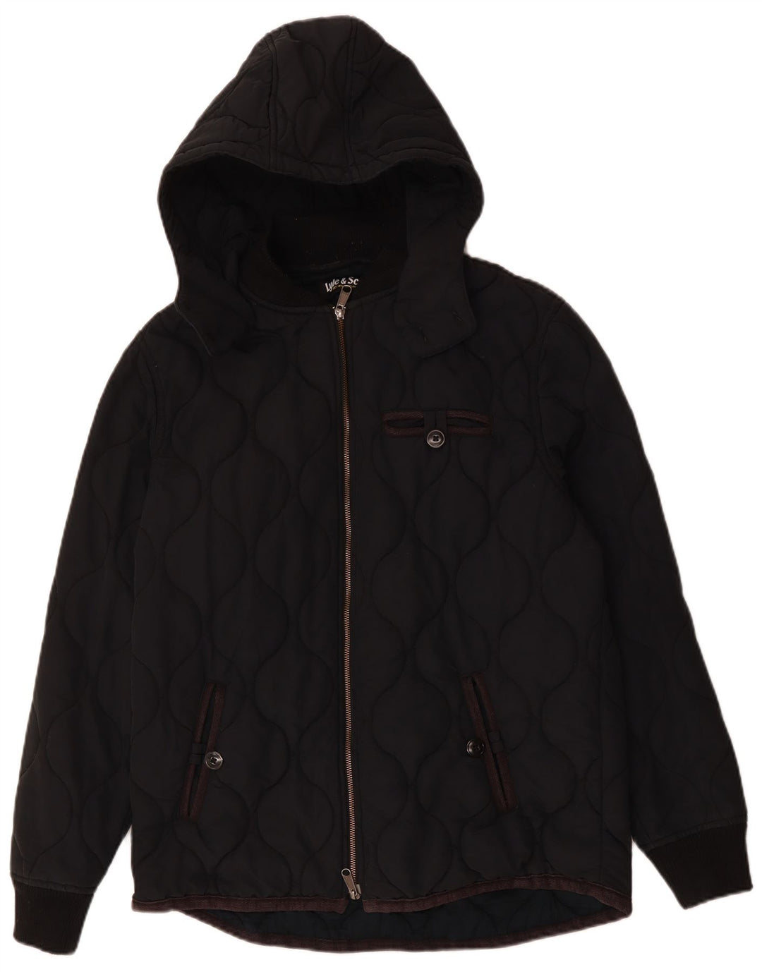 Jachetă căptușită cu glugă pentru bărbați LYLE & SCOTT UK 40, mare, negru, bumbac