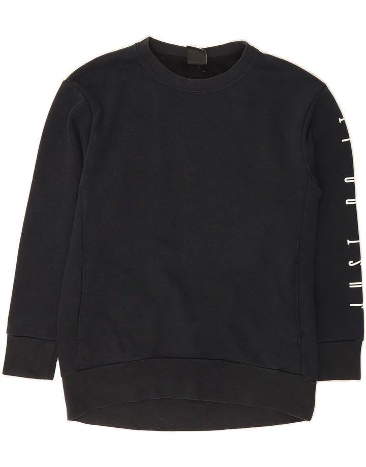 NIKE Womens Longline Oversized Graphic Sweatshirt Jumper UK 6 XS Black Vintage Nike and Second-Hand Nike from Messina Hembry 