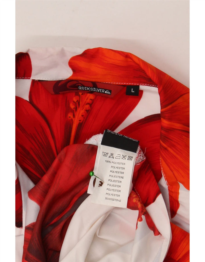 Cămașă cu mânecă scurtă Quiksilver pentru bărbați, mare, alb, din poliester floral