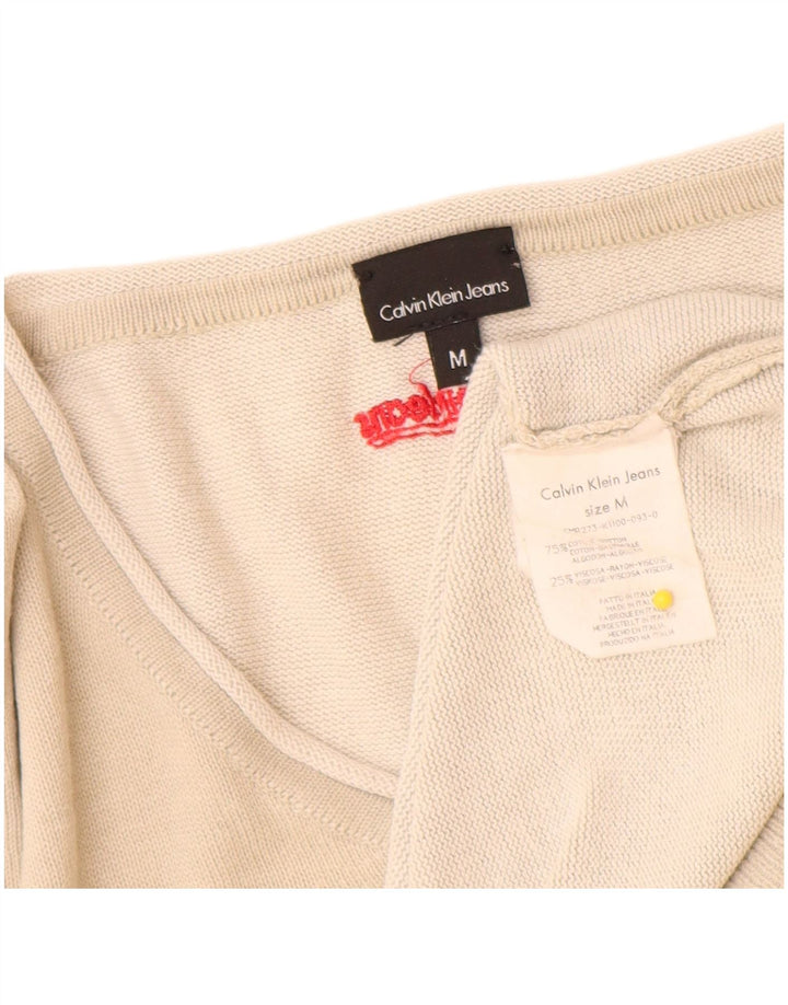 Pulover Calvin Klein Jeans pentru bărbați, cu decolteu în V, bumbac mediu bej