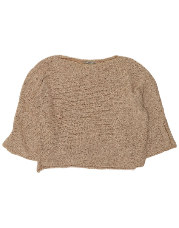 Pulover de damă Zara Crop oversize cu gât barcă UK 14 Medium Bej