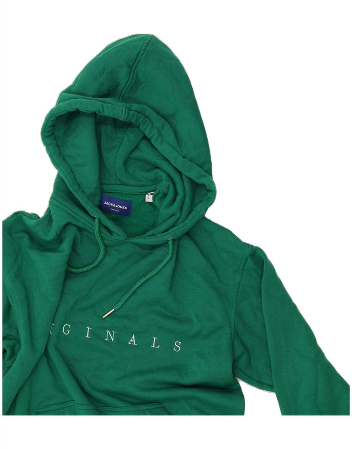 JACK & JONES Mens Graphic Hoodie Jumper Small Green Polyester Vintage Jack & Jones and Second-Hand Jack & Jones from Messina Hembry 