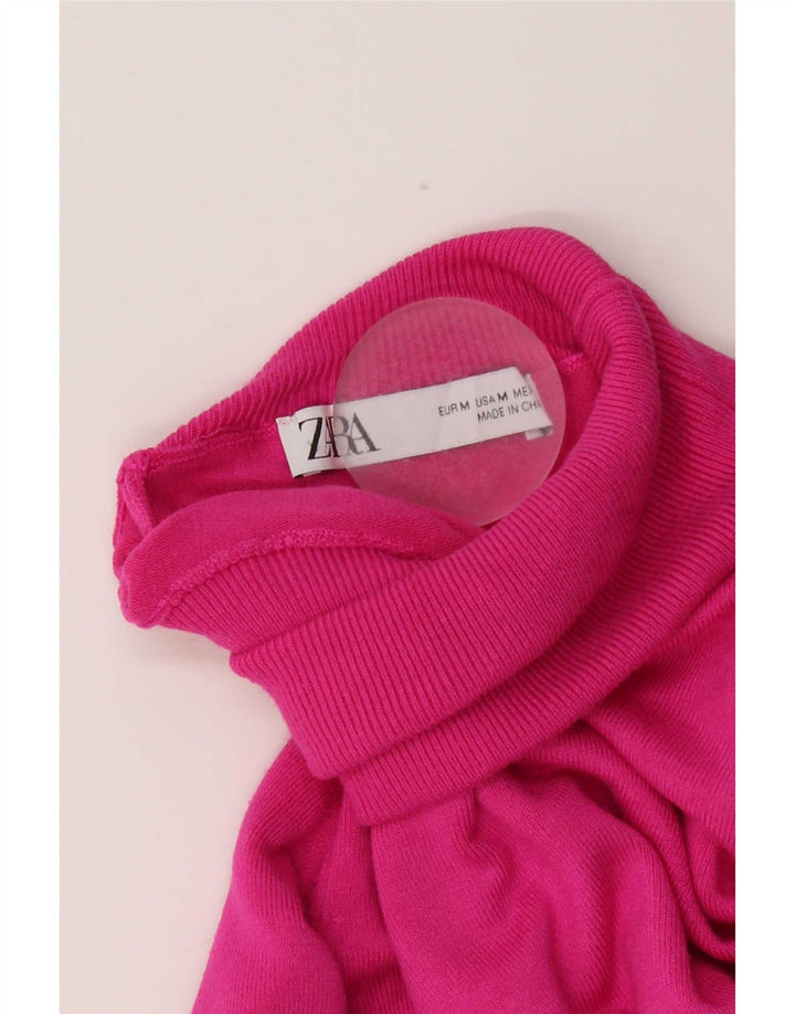 Pulover cu gât rulat Zara pentru femei UK 12 Roz mediu