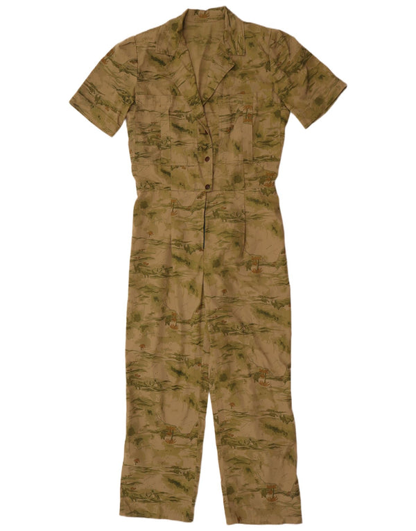 Salopetă cu grafică vintage pentru femei UK 12 Medium Khaki Camouflage