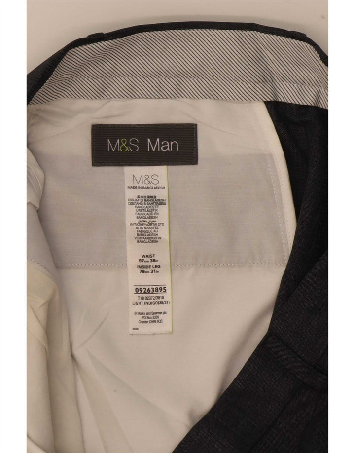 Marks & Spencer Pantaloni drepți pentru bărbați L38 L31 Poliester albastru