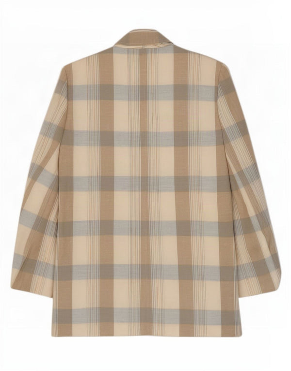 Blazer Vintage pentru femei cu 2 nasturi, UK 14 Medium Beige Check